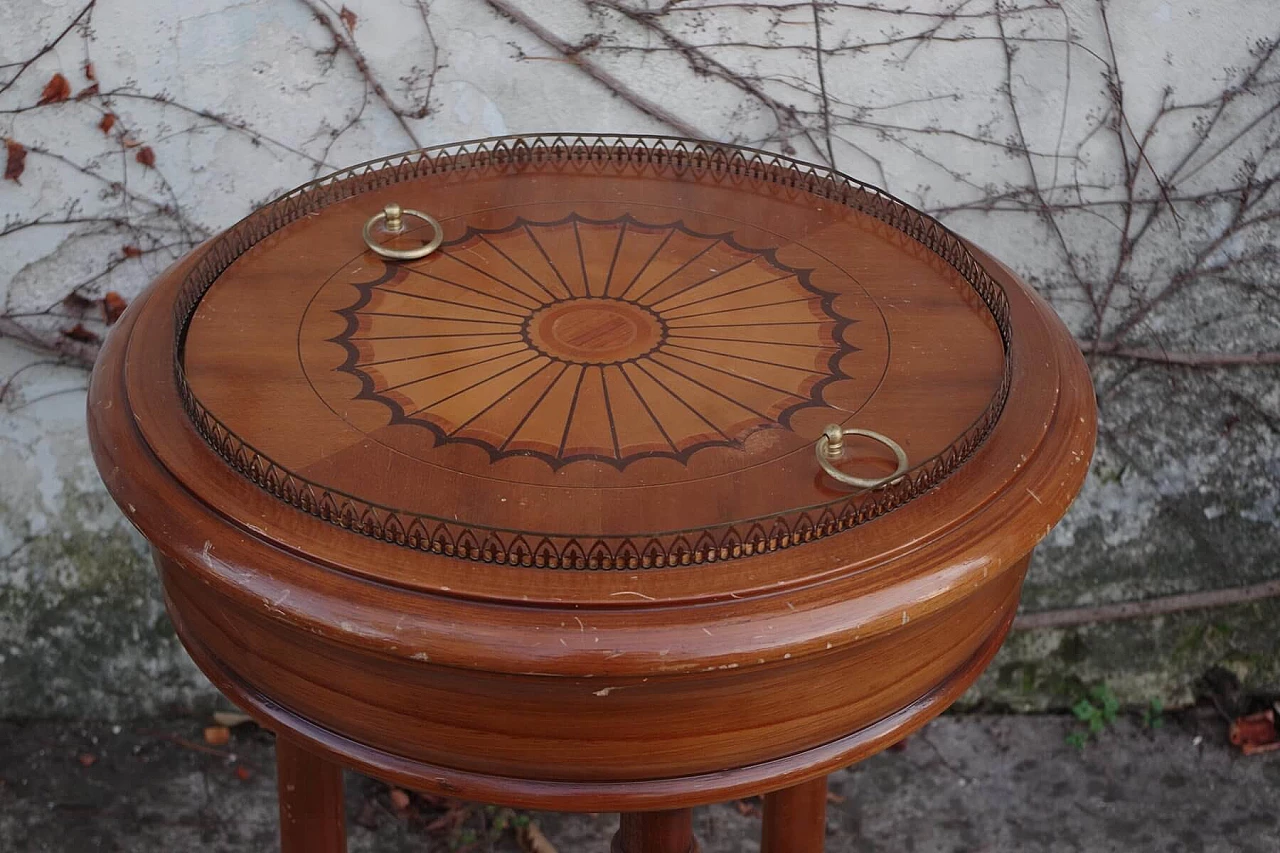 Side table and planter in wood and iron, 70s 1384596
