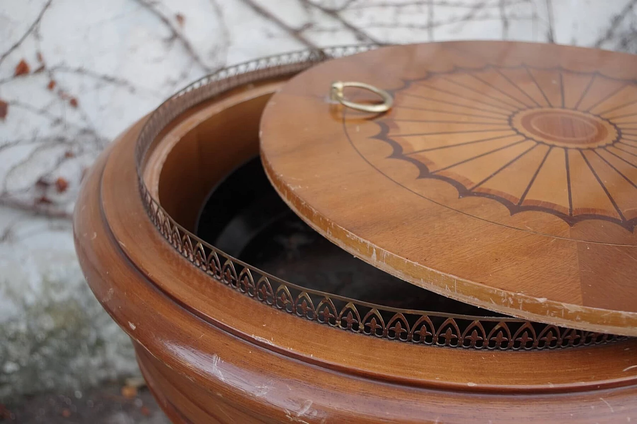Side table and planter in wood and iron, 70s 1384597