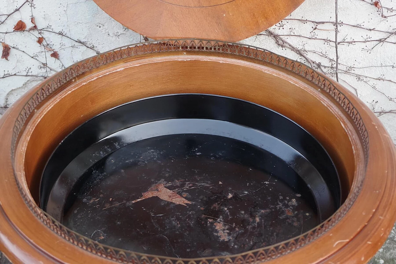 Side table and planter in wood and iron, 70s 1384603