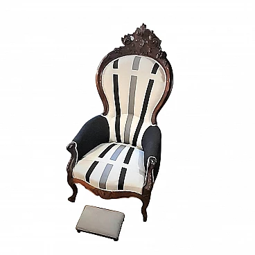 Louis Philippe armchair with footstool, 19th century