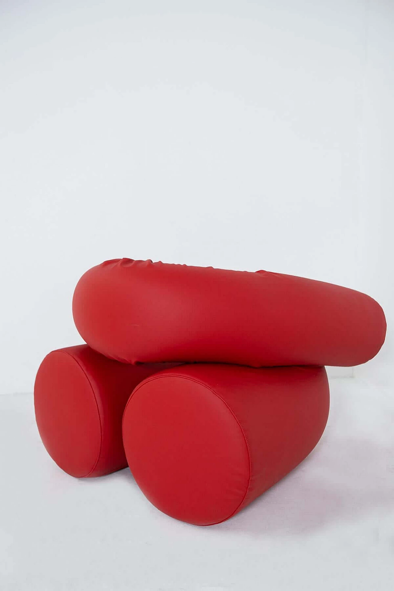 Poltrona Giovanni Grismondi in pelle rossa, anni 2000 1385951