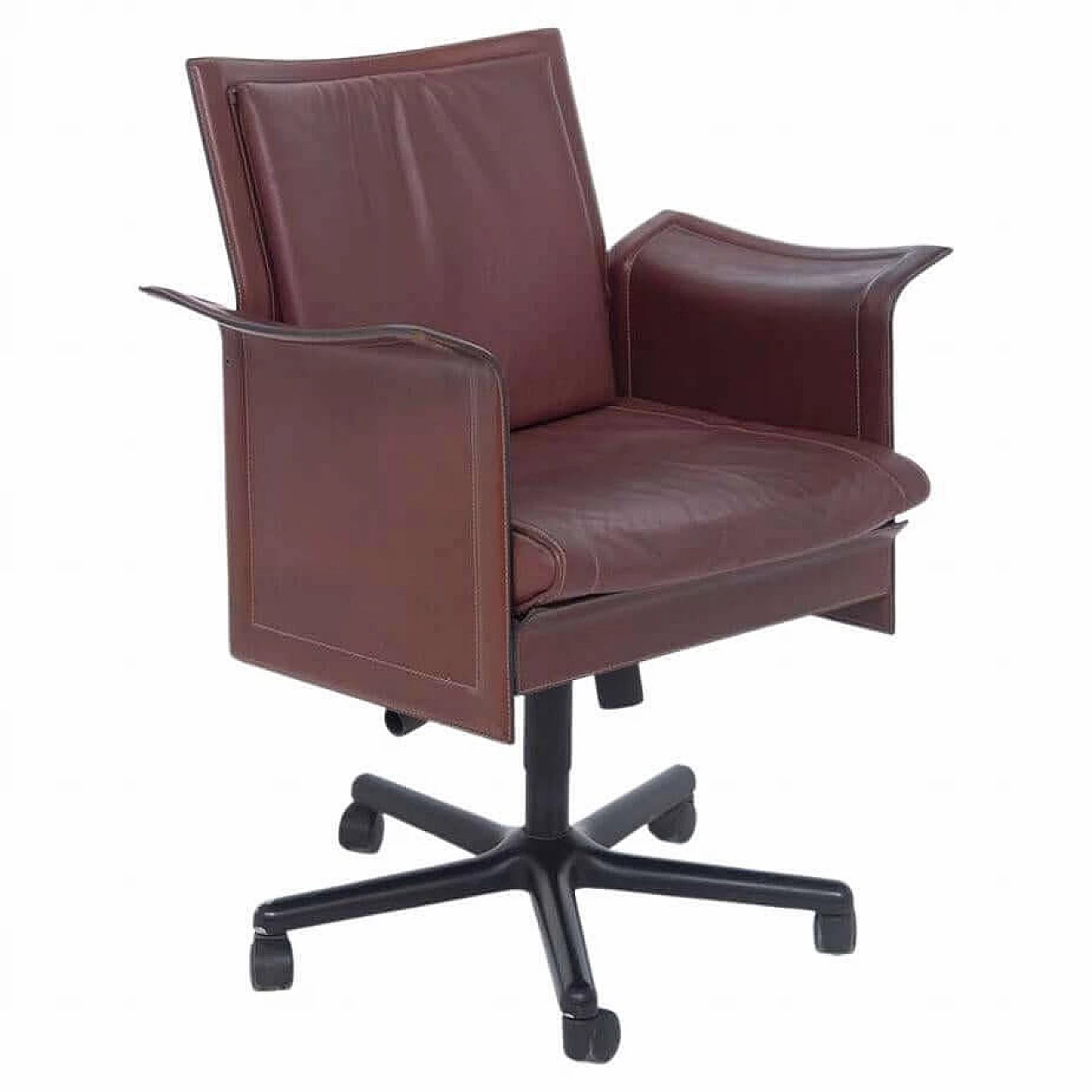 Tito Agnoli for Matteograssi desk armchair Korium in leather, 1970s 1386491