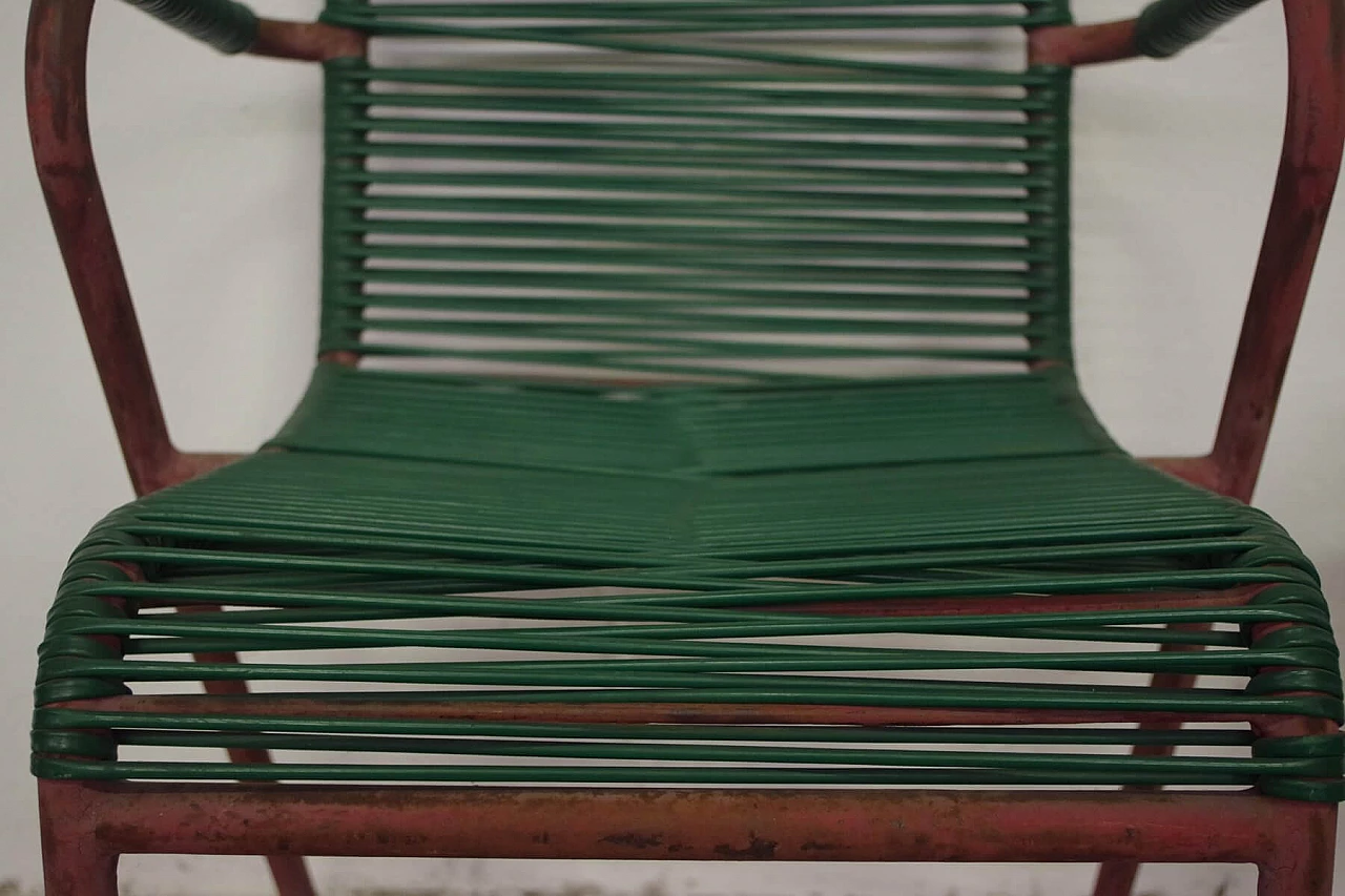 Coppia di sedie da bar in ferro e gomma intrecciata, anni '50 1386513