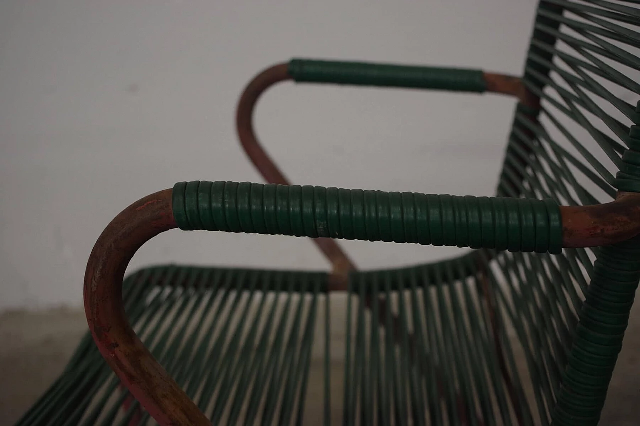 Coppia di sedie da bar in ferro e gomma intrecciata, anni '50 1386516