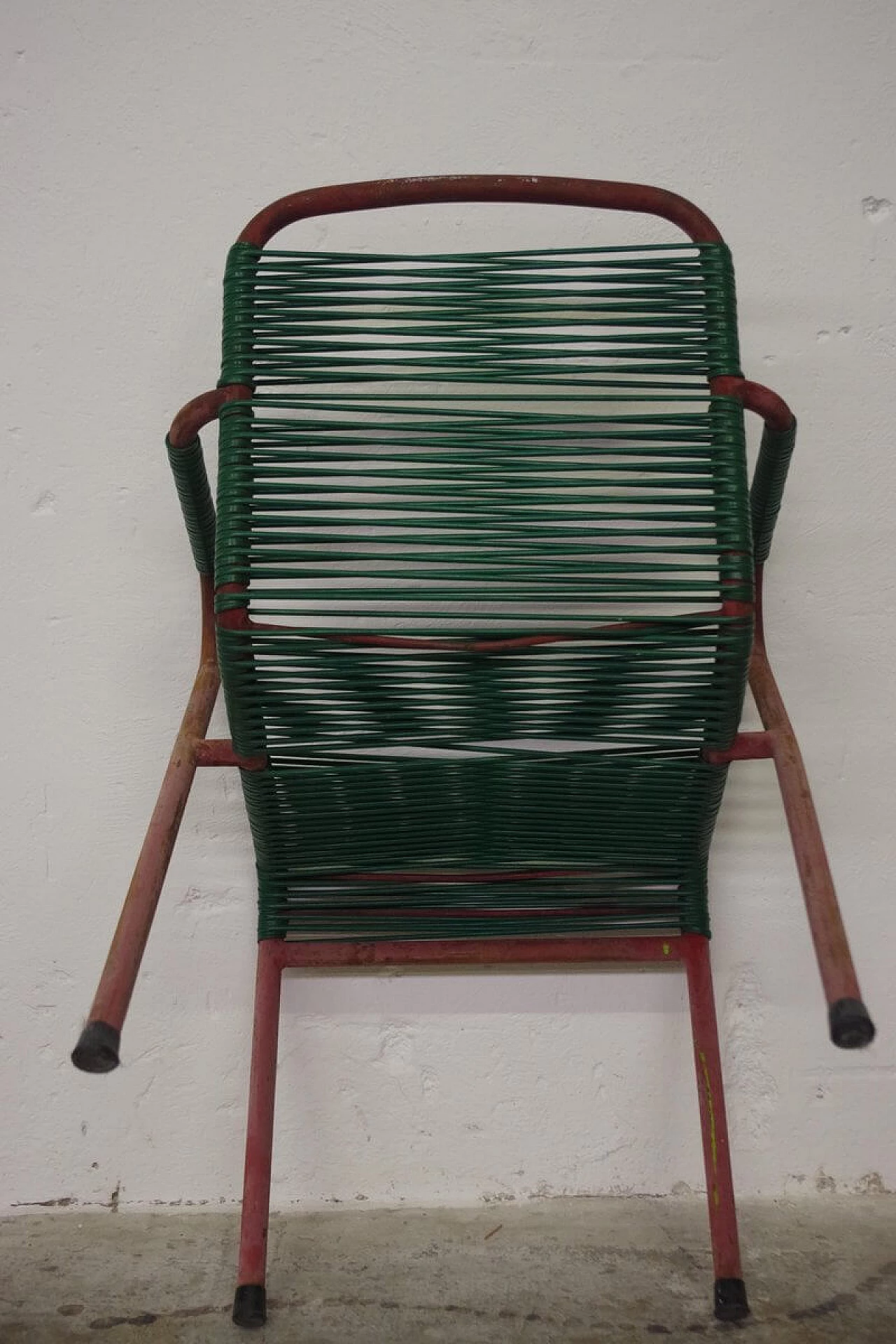 Coppia di sedie da bar in ferro e gomma intrecciata, anni '50 1386517