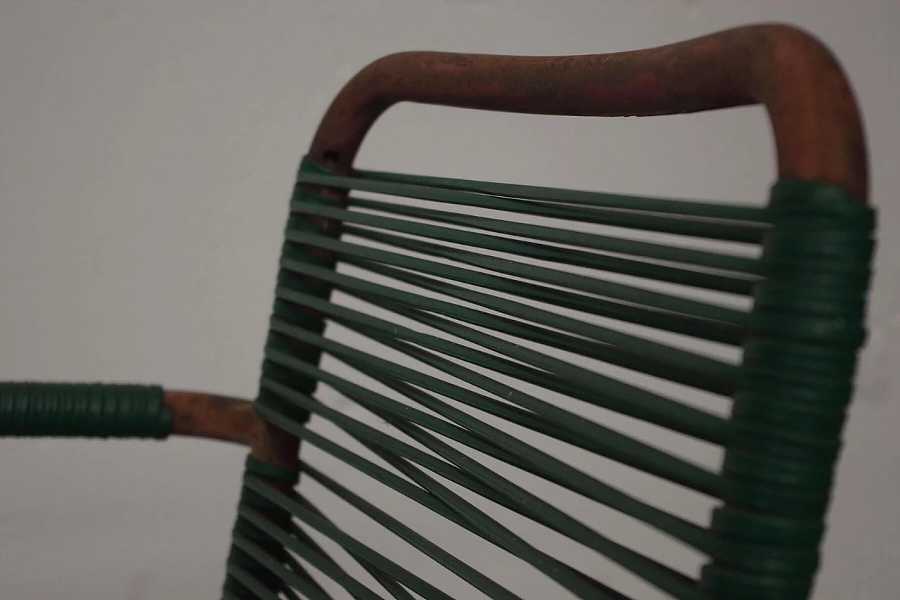 Coppia di sedie da bar in ferro e gomma intrecciata, anni '50 1386519