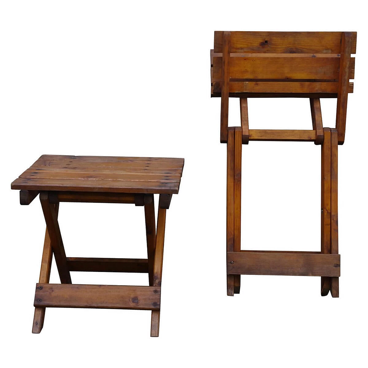 Pair of folding stools in spruce, 50s 1386535
