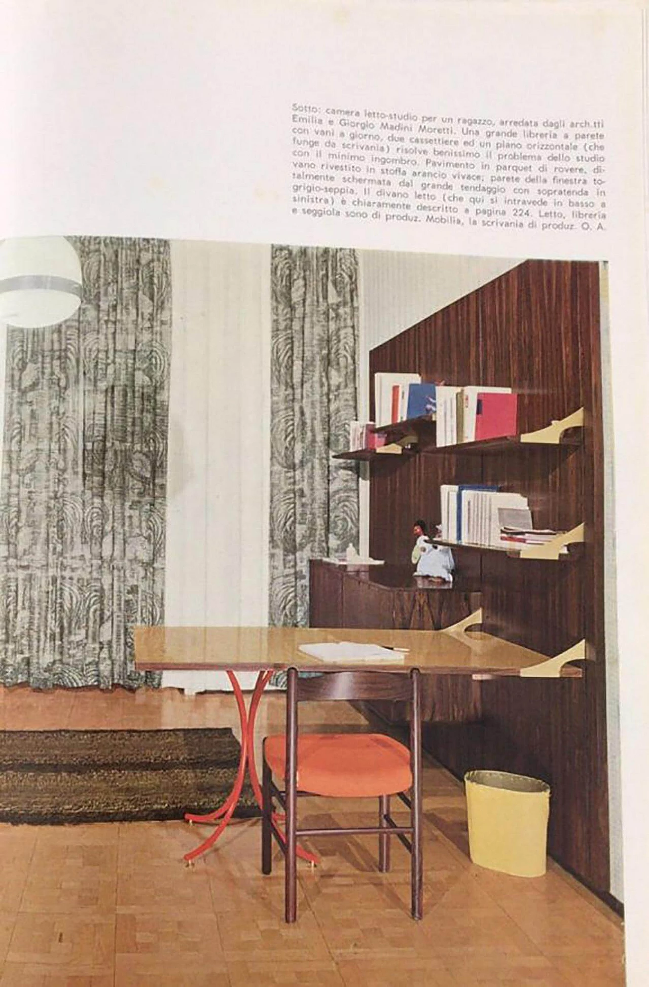 Wall-mounted wooden and brass bookcase by Raffaella Crespi for Mobilia, 1960s 1386550