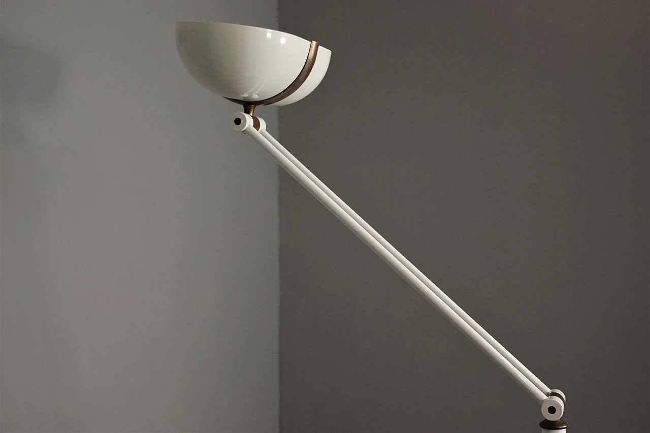 Adjustable floor lamp in lacquered iron and brass, 60s 1386567