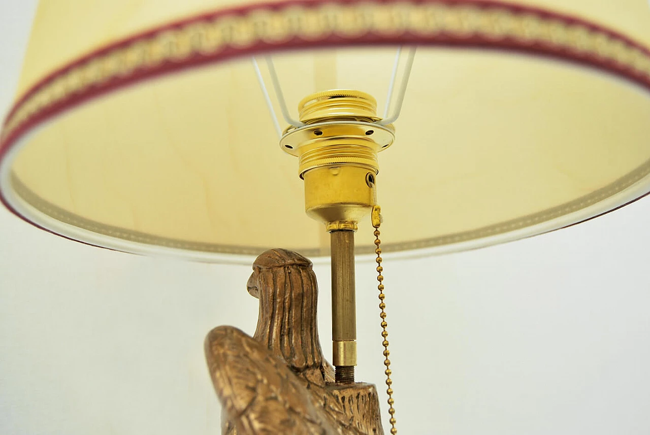 Lampada in legno e marmo con base in ottone, anni '40 1386604