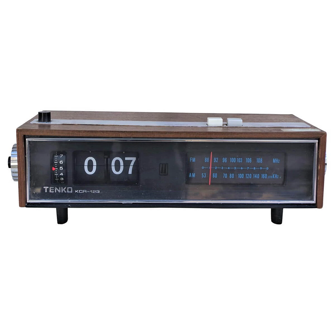 Radio alarm clock in plastic and wood by Tenko, 70s 1386606