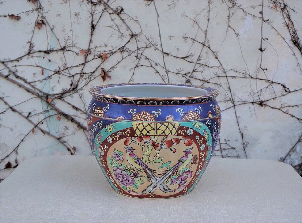 Vase in hand-painted ceramic with gold decoration, 50s 1386616