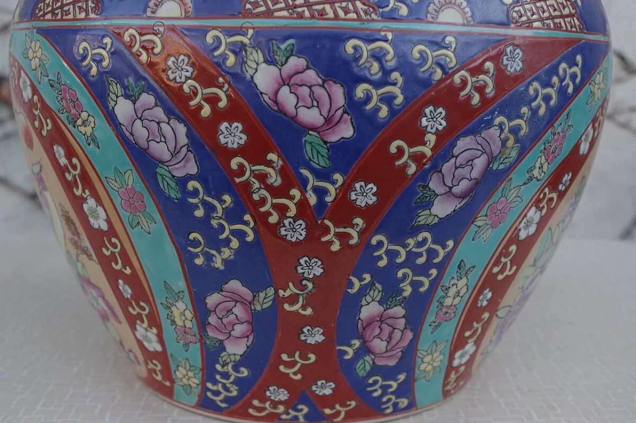 Vaso in ceramica dipinta a mano con decorazioni in oro, anni '50 1386619