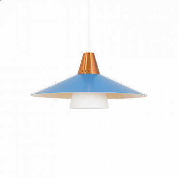 Scandinavian blue pendant lamp, 1960s