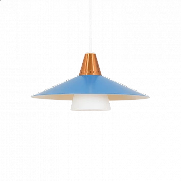 Scandinavian blue pendant lamp, 1960s