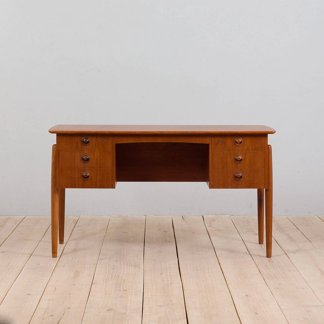 Teak executive desk with 6 drawers attributed to Kai Kristiansen, 1960s 1386707