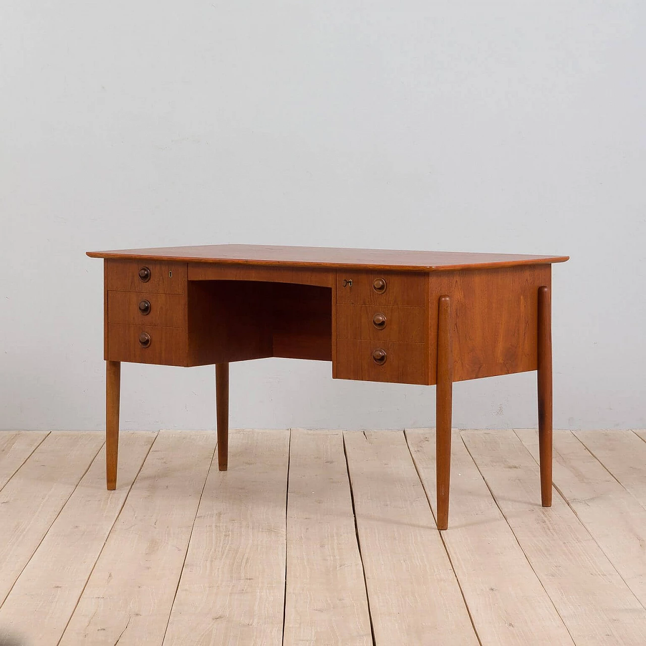 Teak executive desk with 6 drawers attributed to Kai Kristiansen, 1960s 1386708