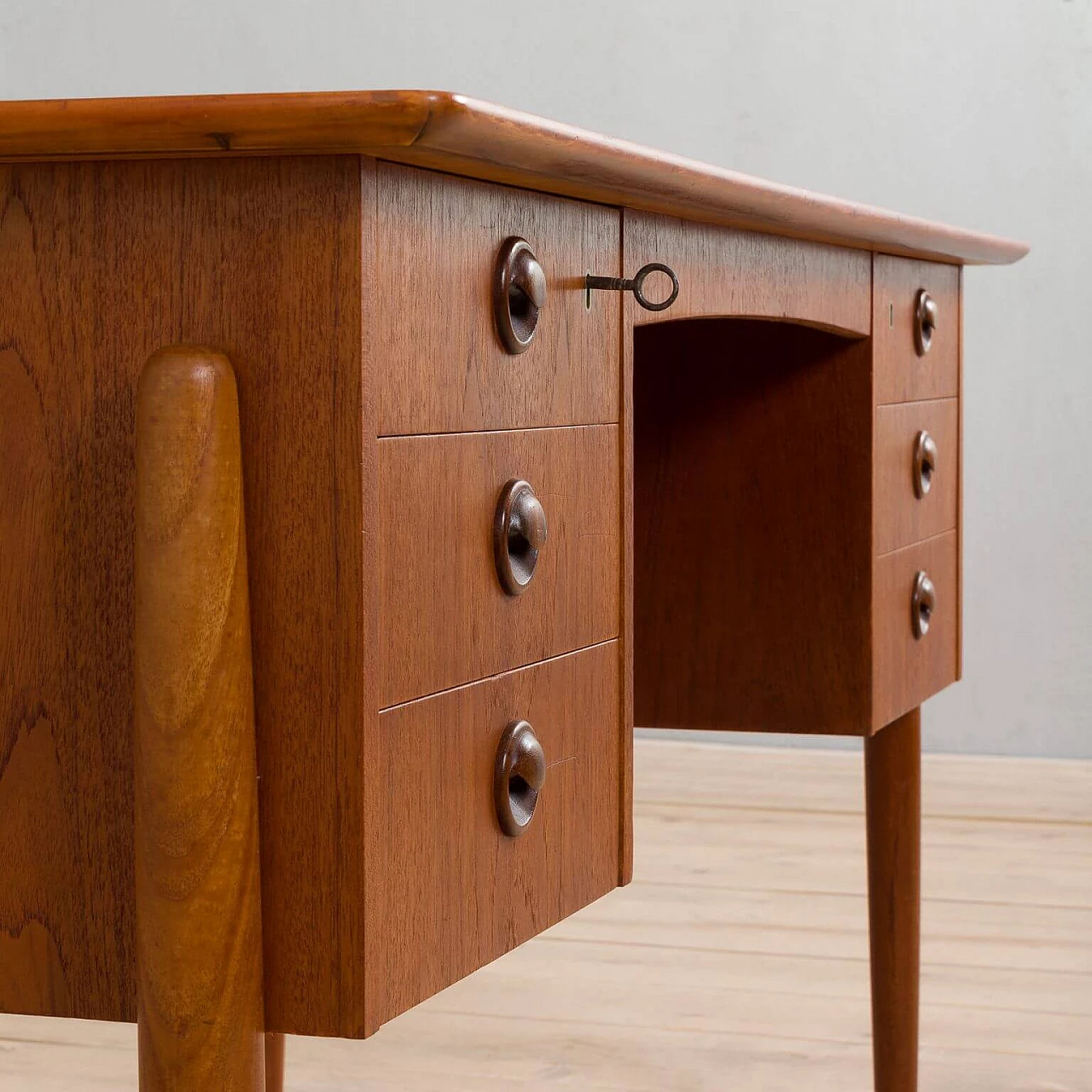 Teak executive desk with 6 drawers attributed to Kai Kristiansen, 1960s 1386714