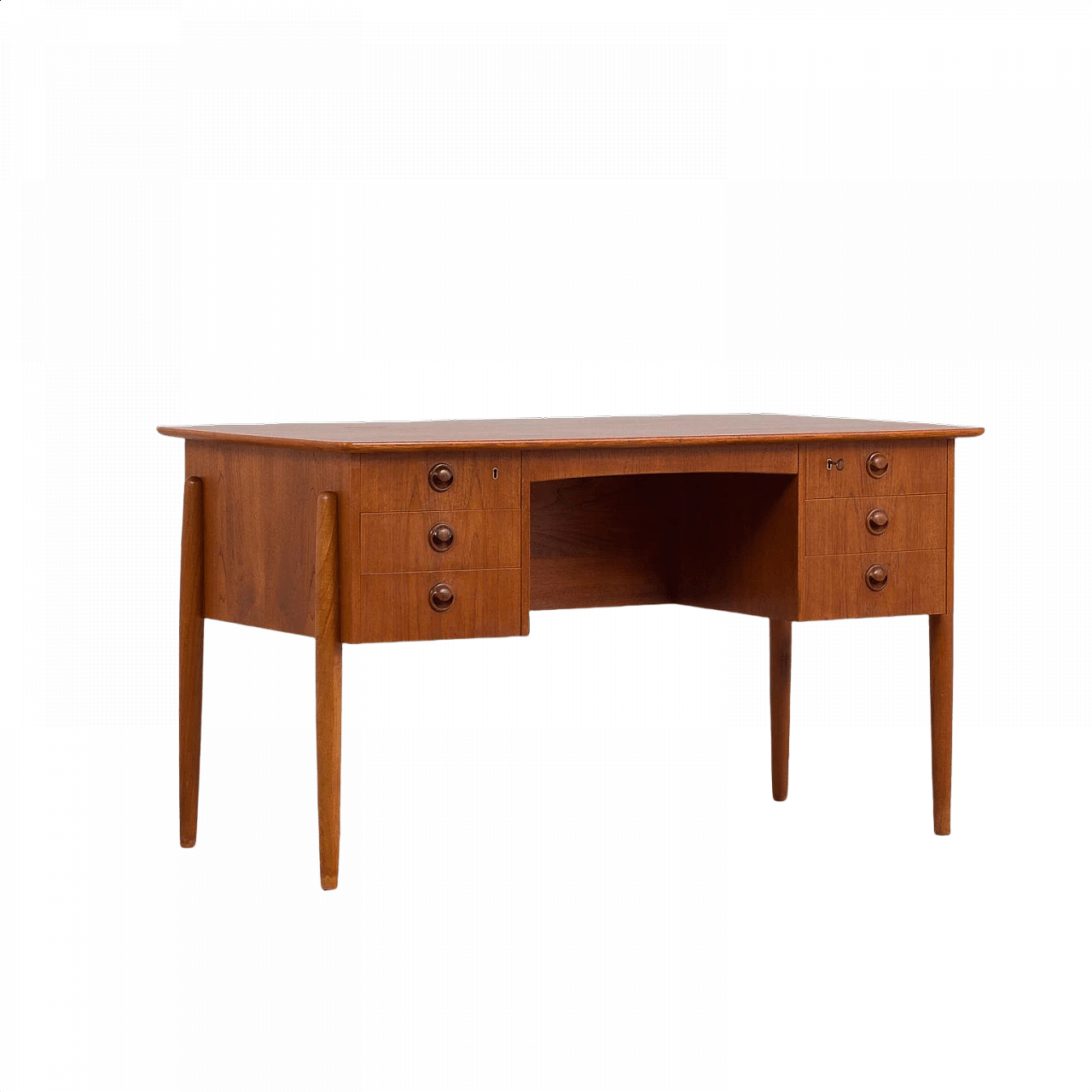 Teak executive desk with 6 drawers attributed to Kai Kristiansen, 1960s 1386781