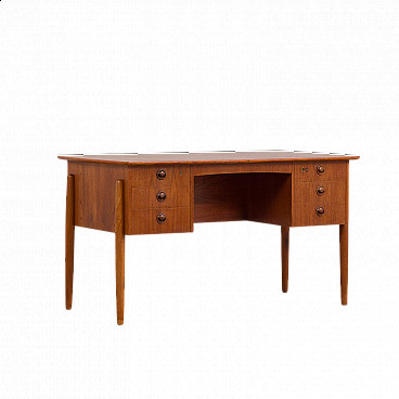 Teak executive desk with 6 drawers attributed to Kai Kristiansen, 1960s