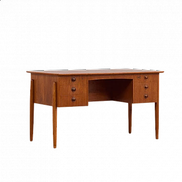 Teak executive desk with 6 drawers attributed to Kai Kristiansen, 1960s