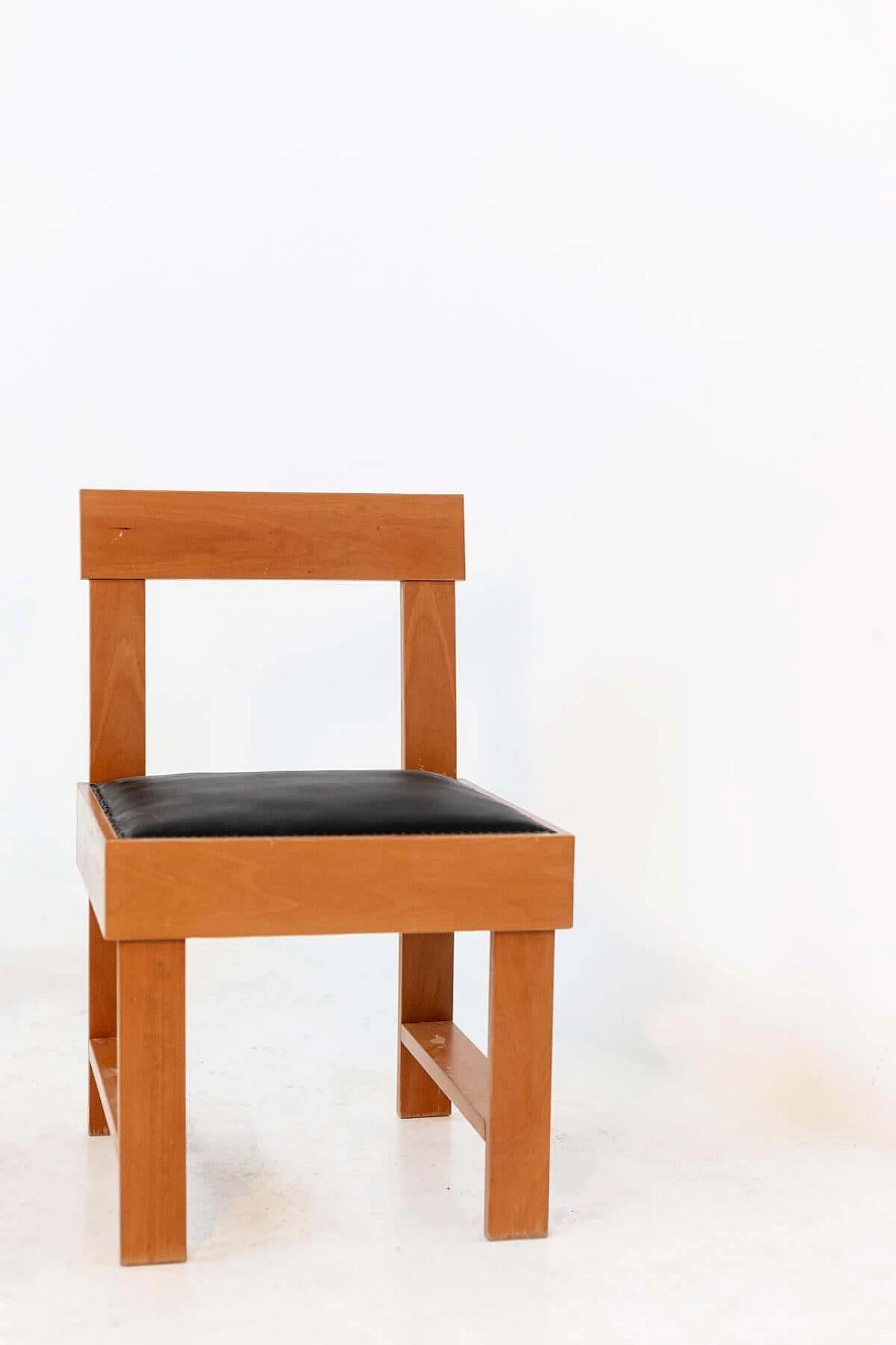 6 sedie di BBPR Studio in legno e pelle nera, anni '40 1386839