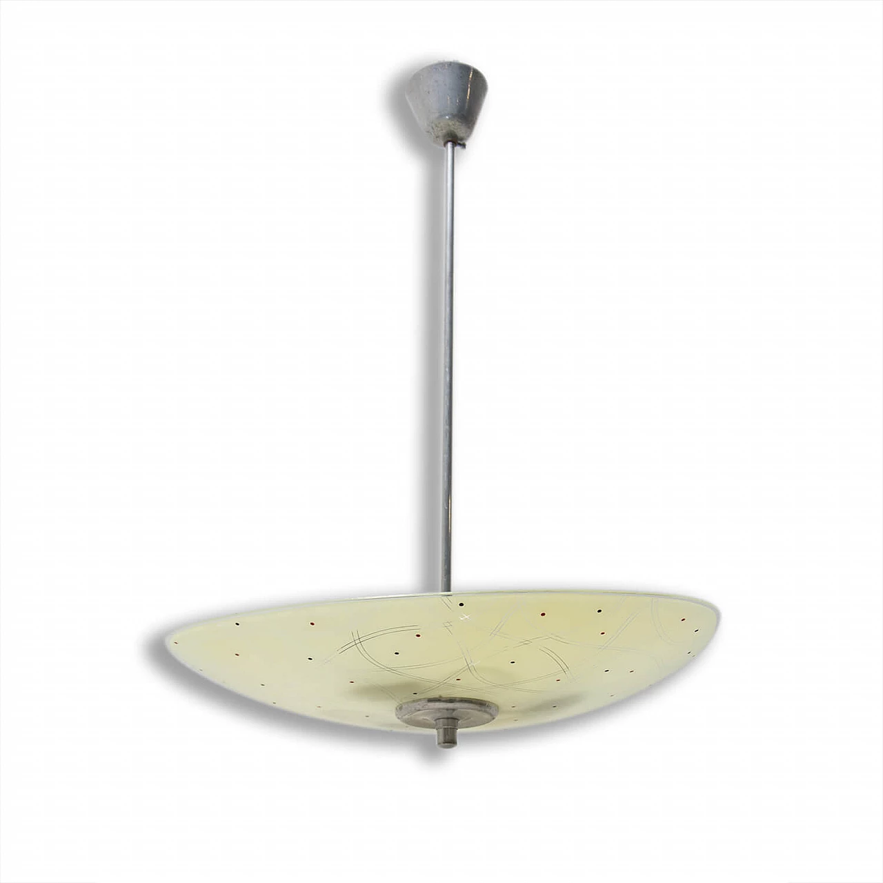 Suspension lamp with decorated lampshade, 1960s 1387007