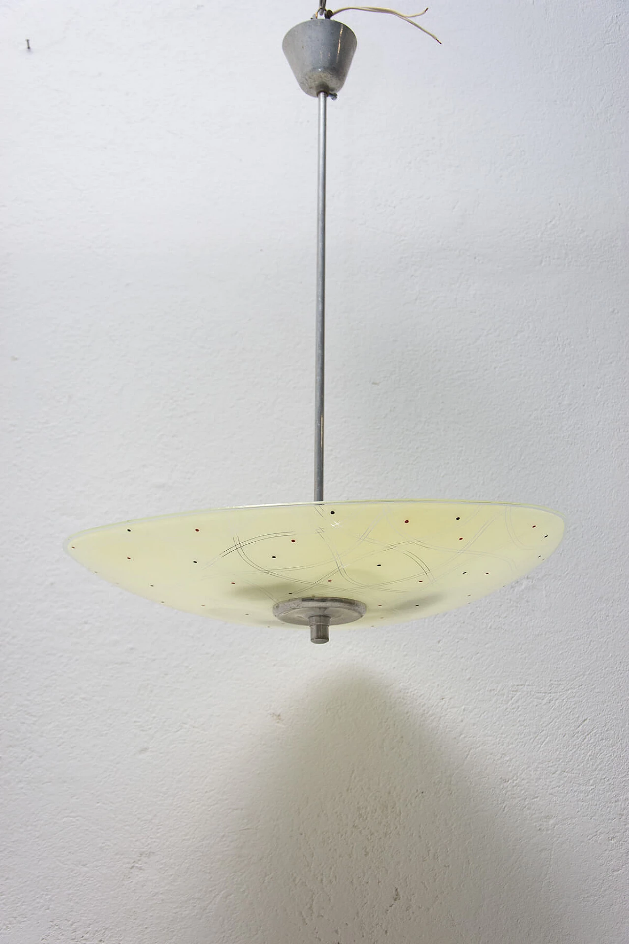 Suspension lamp with decorated lampshade, 1960s 1387008