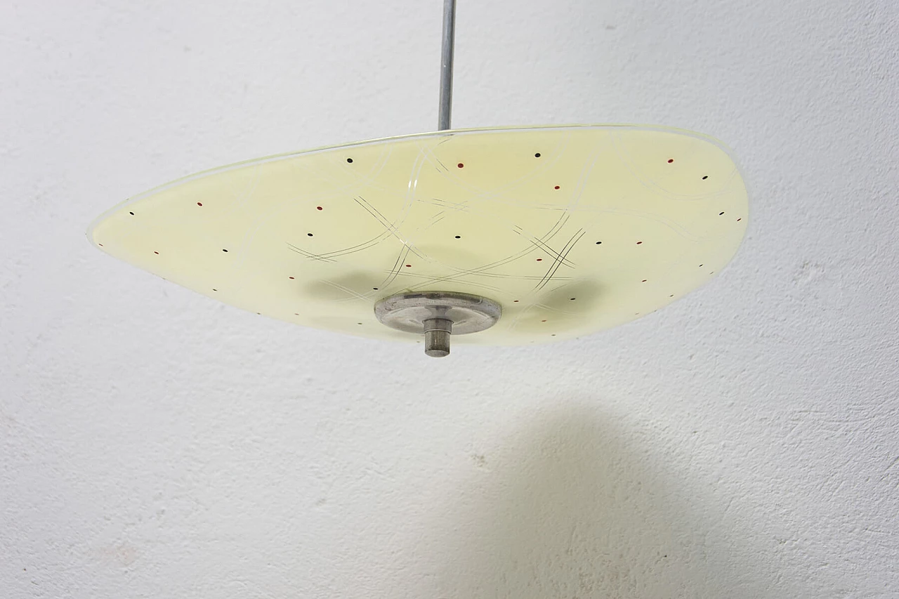 Suspension lamp with decorated lampshade, 1960s 1387010