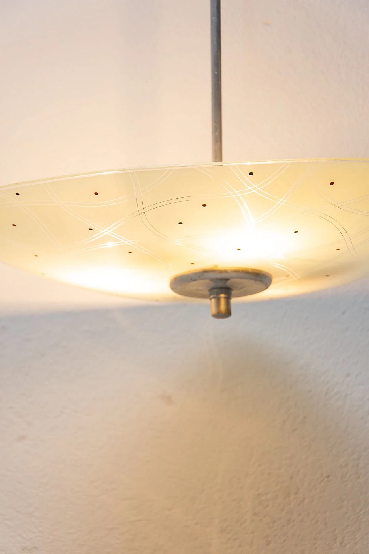 Suspension lamp with decorated lampshade, 1960s 1387018