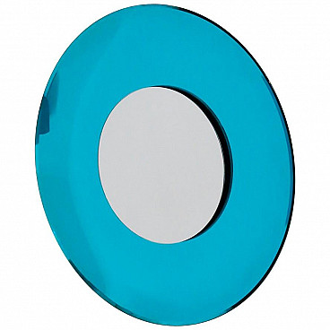 Blue mirror in Fontana Arte style from the Effetto Vetro manufactory, 2000s