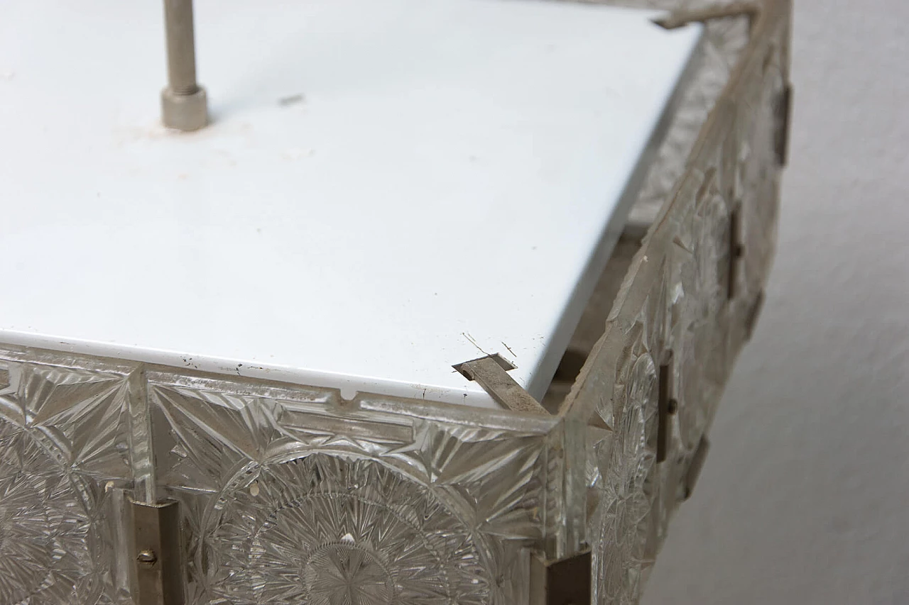 Lampada a sospensione in vetro e acciaio cromato di Kamenický Šenov, anni '70 1387251