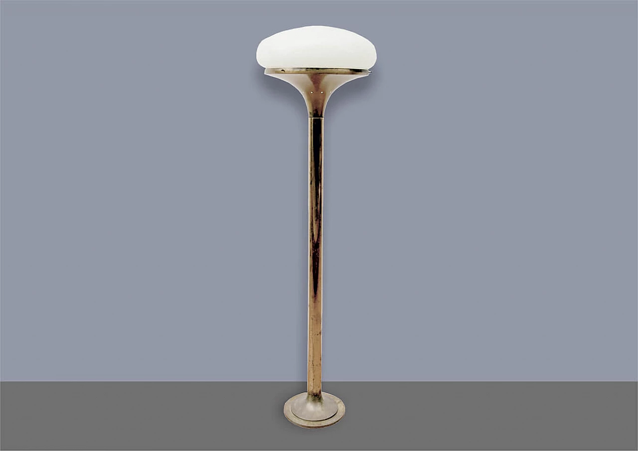 Brass and glass floor lamp by Gaetano Sciolari, 1970s 1387343
