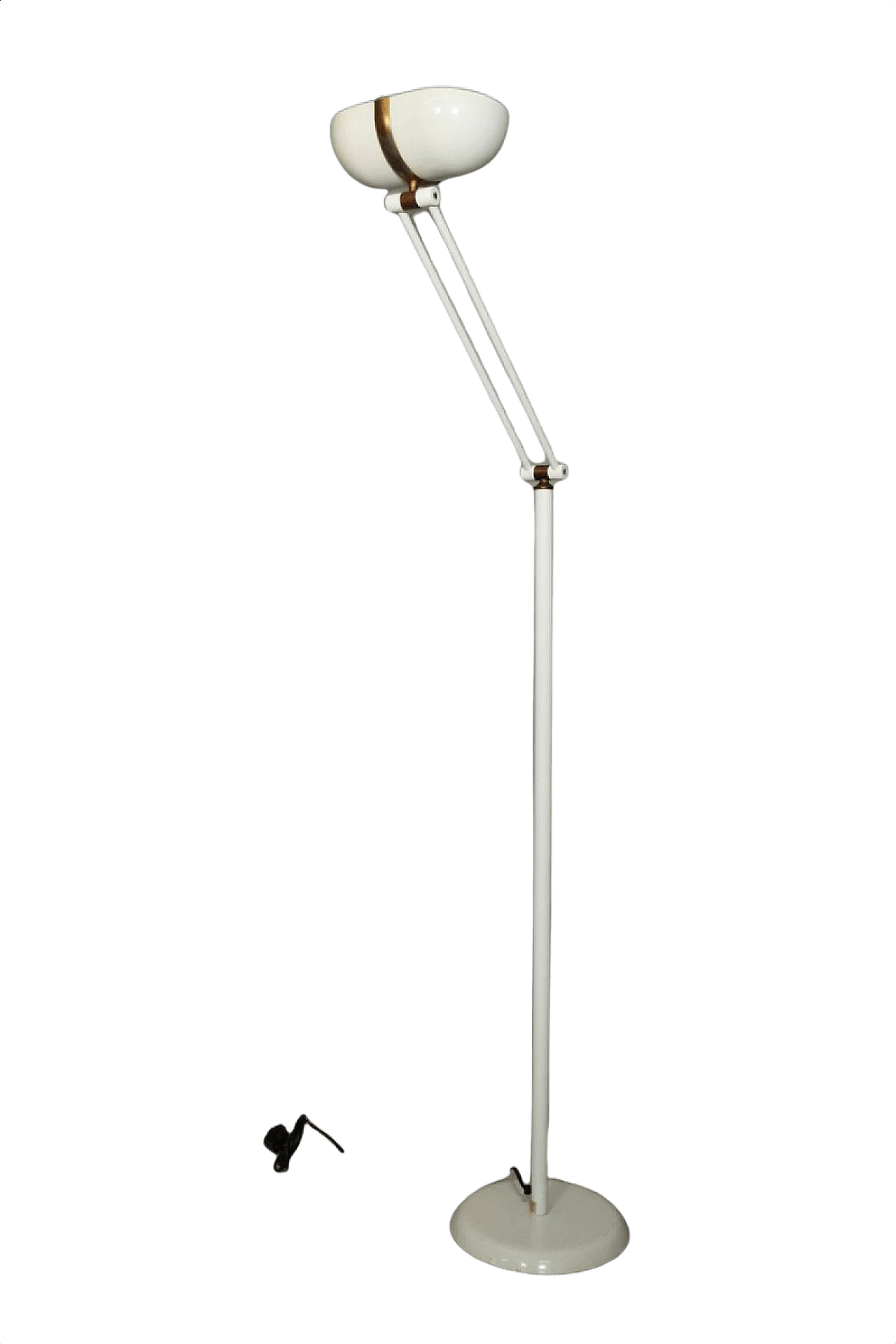 Adjustable floor lamp in lacquered iron and brass, 60s 1387856