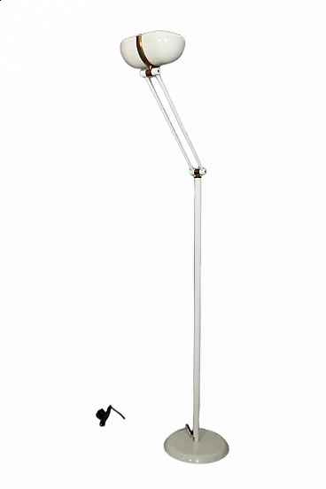 Adjustable floor lamp in lacquered iron and brass, 60s