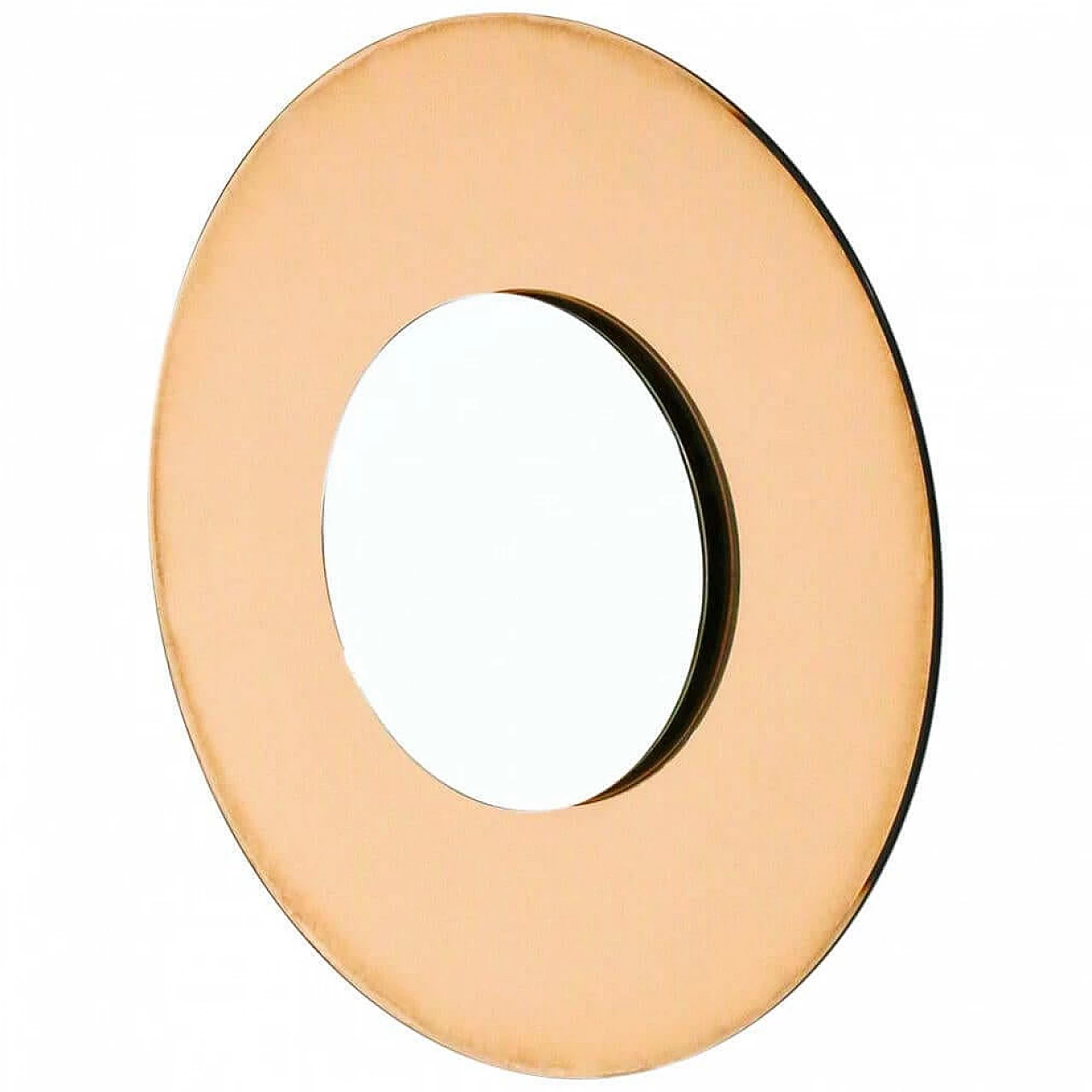 Round orange mirror in FontanaArte style by Effetto Vetro, 2000s 1387879