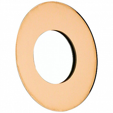 Round orange mirror in FontanaArte style by Effetto Vetro, 2000s