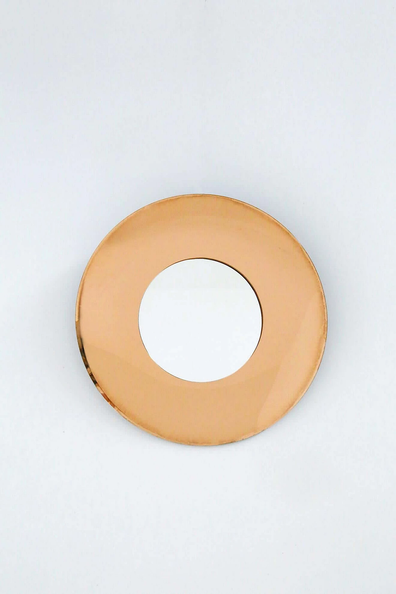 Round orange mirror in FontanaArte style by Effetto Vetro, 2000s 1387883