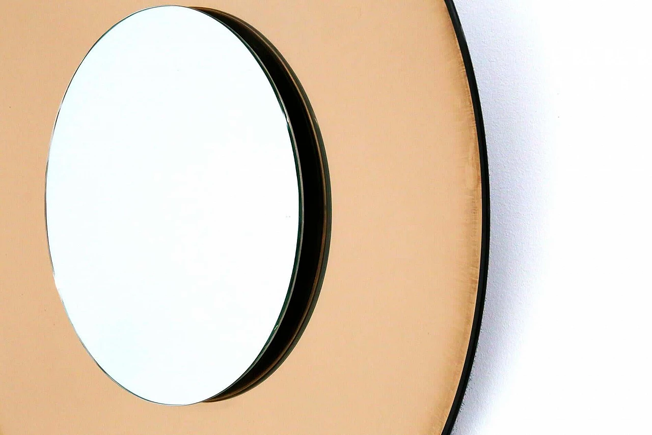 Round orange mirror in FontanaArte style by Effetto Vetro, 2000s 1387887
