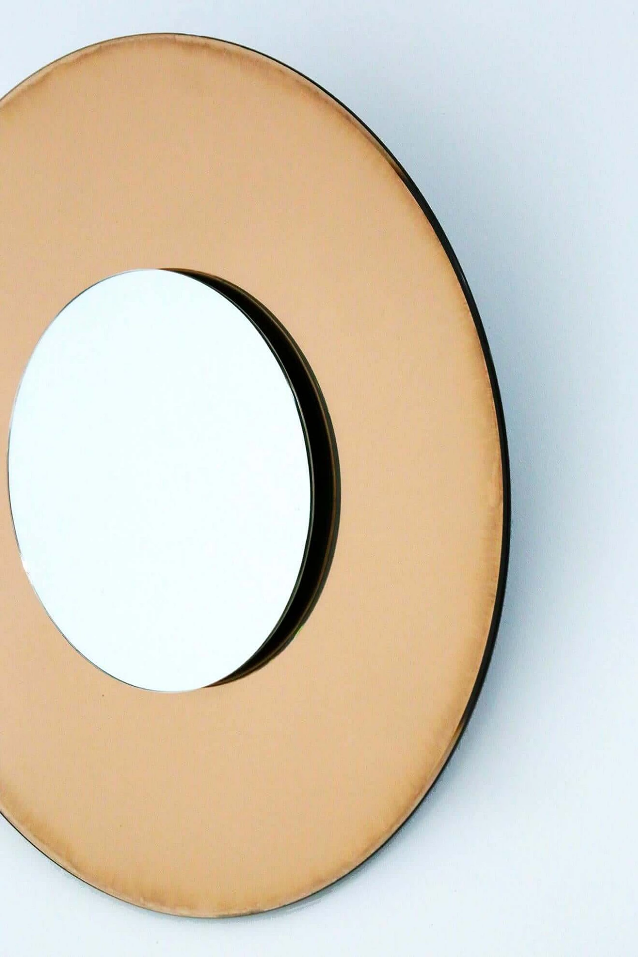 Round orange mirror in FontanaArte style by Effetto Vetro, 2000s 1387888