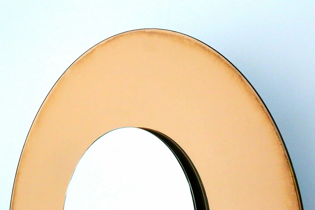 Specchio tondo arancione in stile FontanaArte di Effetto Vetro, anni 2000 1387889