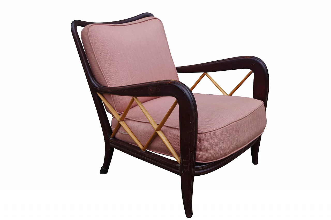 Armchair in beechwood and fabric by Paolo Buffa, 50s 1388236