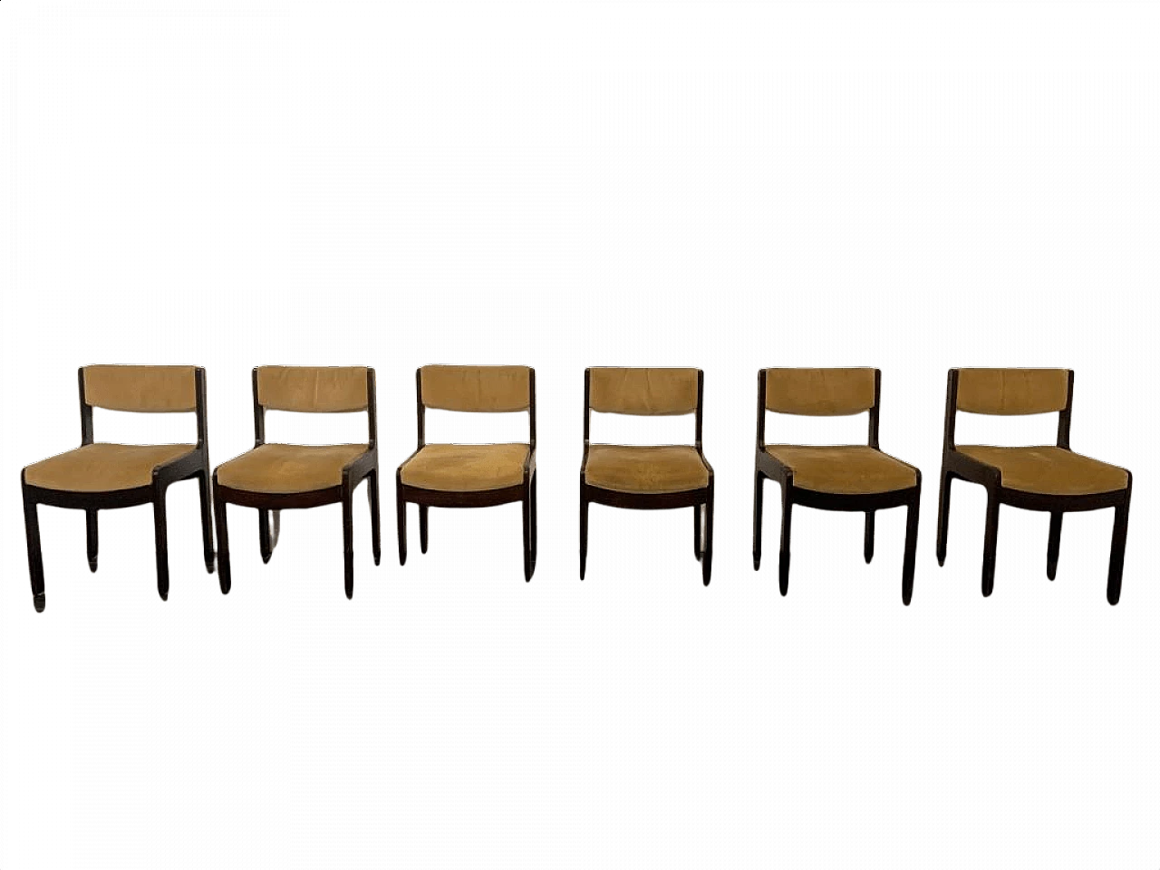 6 Sedie in faggio tinta palissandro, anni '70 1394075