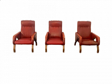 3 Armchairs made of bent plywood with steel fittings, 1960s
