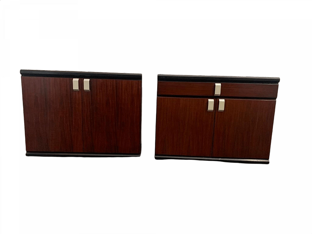Pair of rosewood sideboards with chrome-plated metal handles, 1970s 1394464