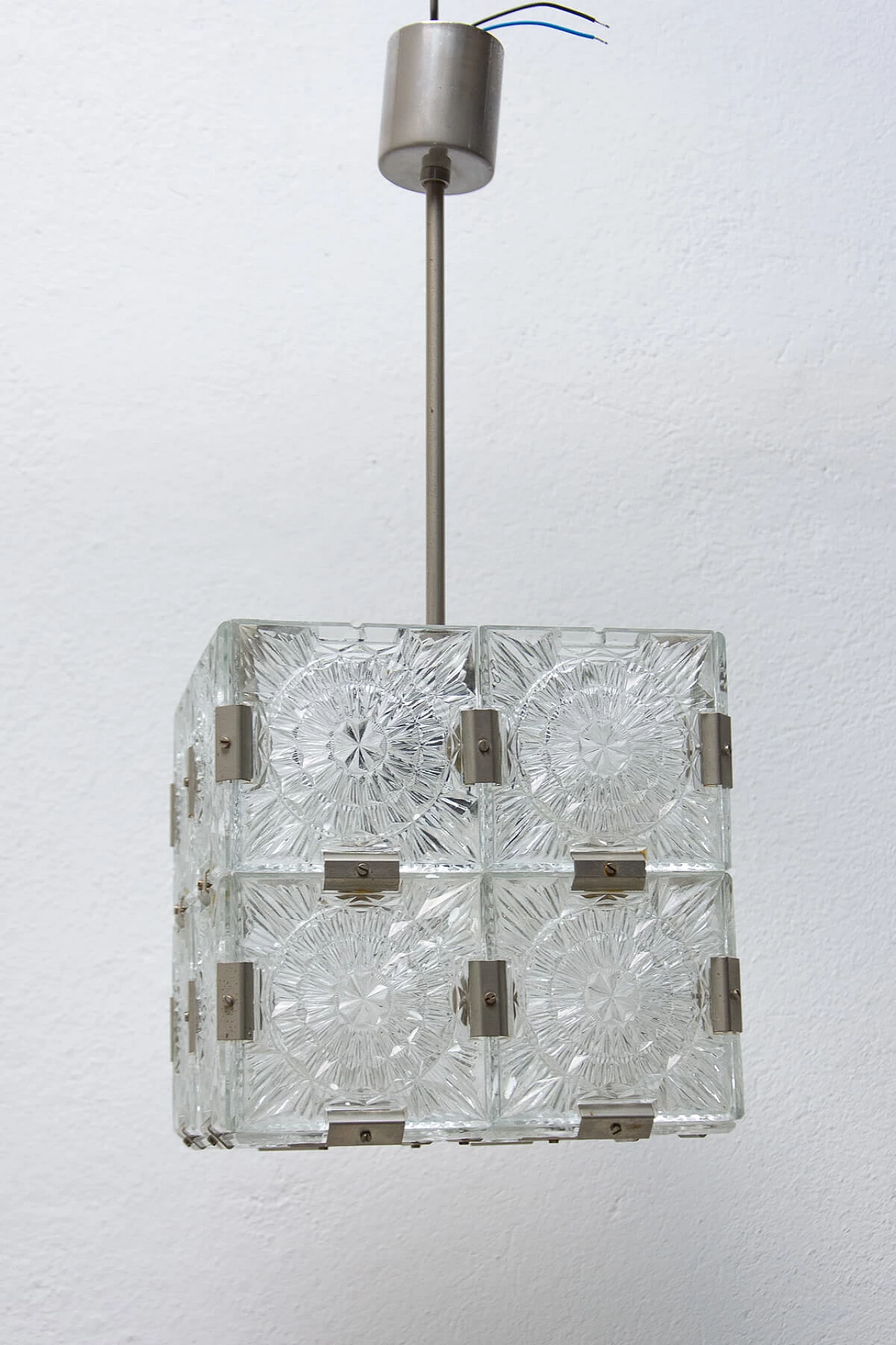 Glass ceiling chandelier by Kamenický Šenov, 1970s 1394471