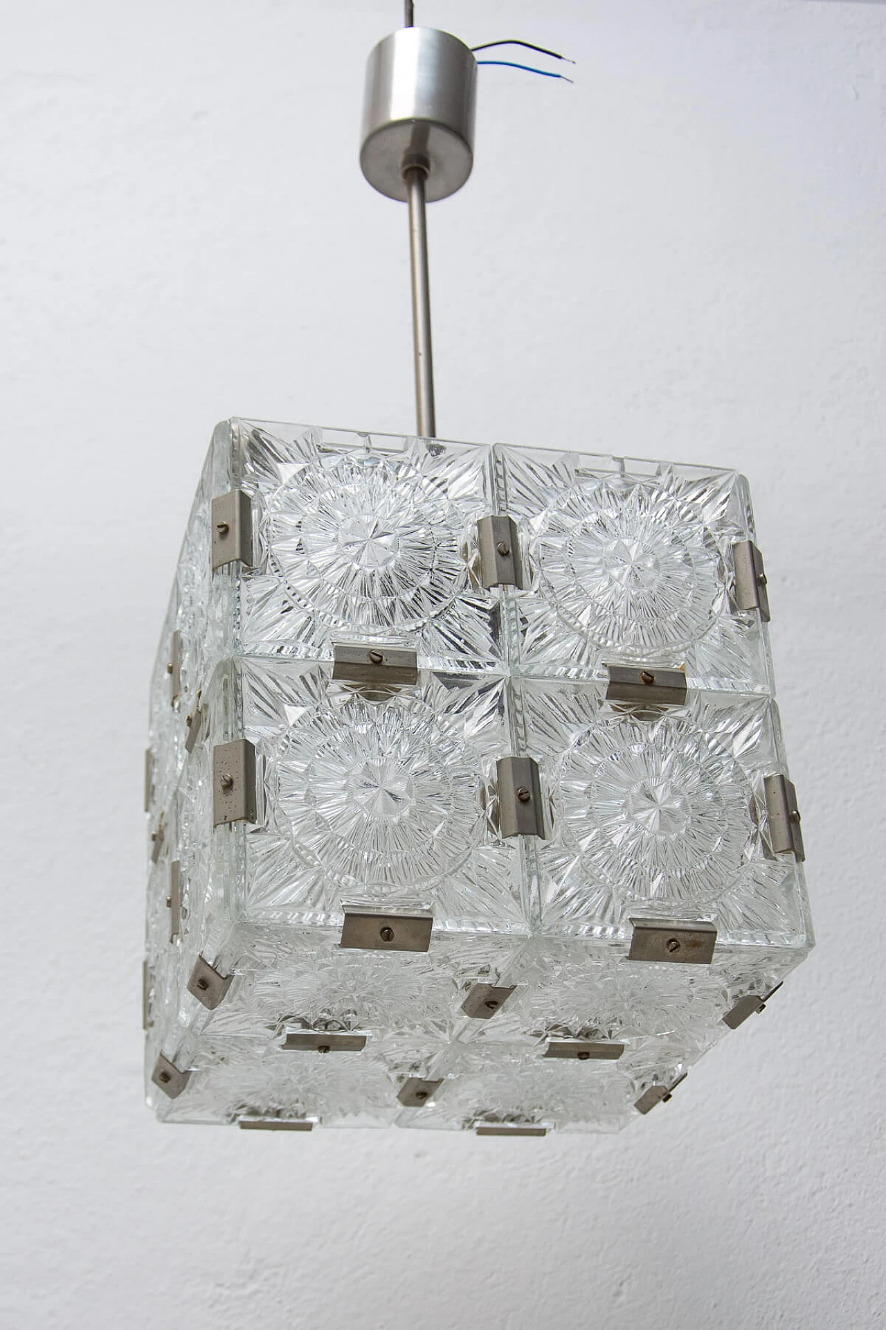 Glass ceiling chandelier by Kamenický Šenov, 1970s 1394472