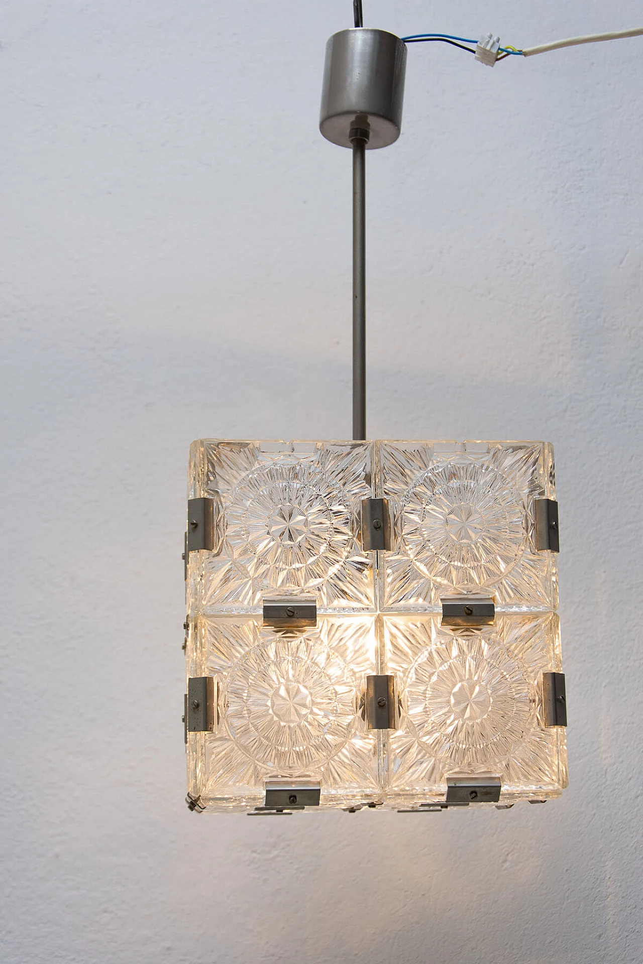 Glass ceiling chandelier by Kamenický Šenov, 1970s 1394480