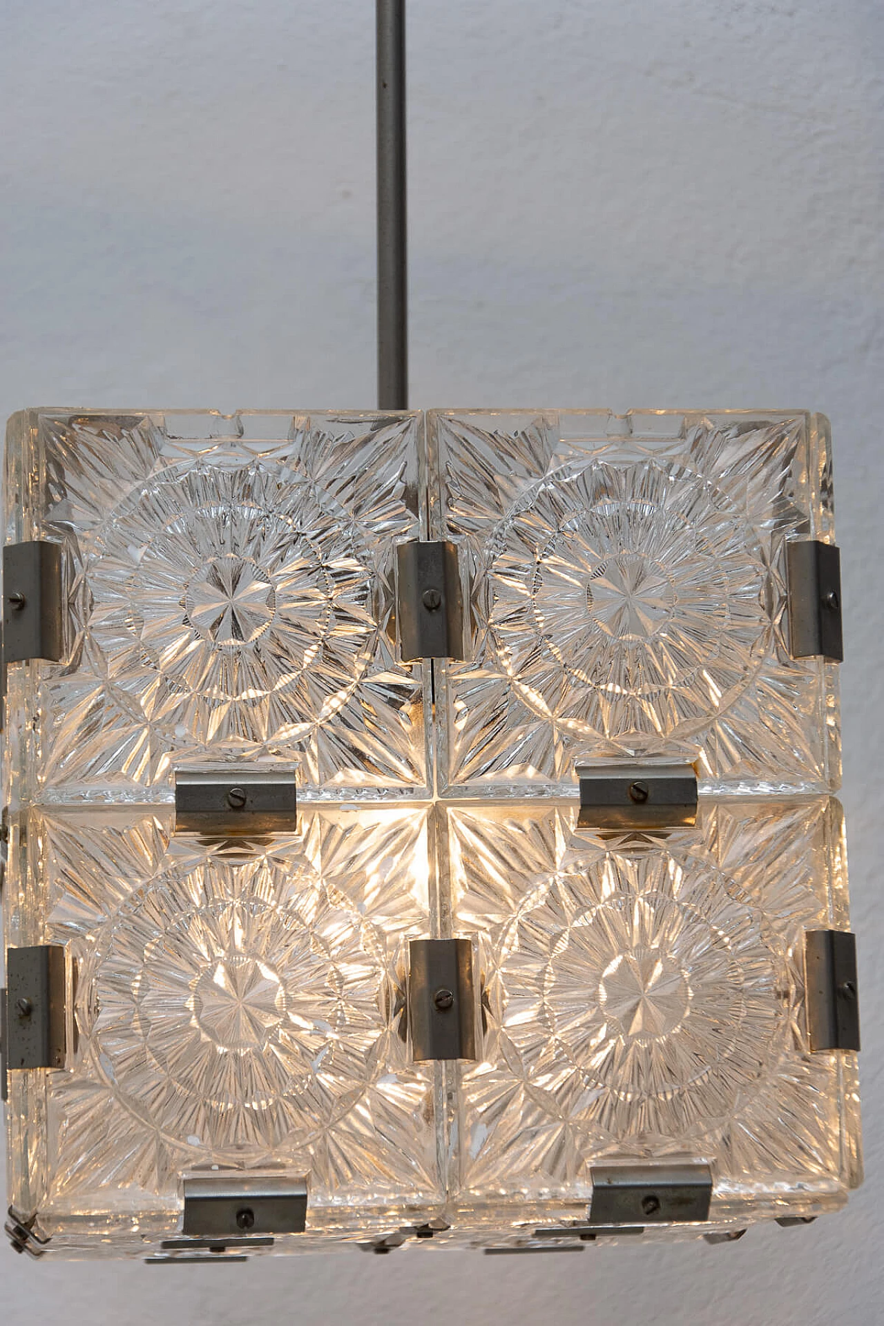 Glass ceiling chandelier by Kamenický Šenov, 1970s 1394481