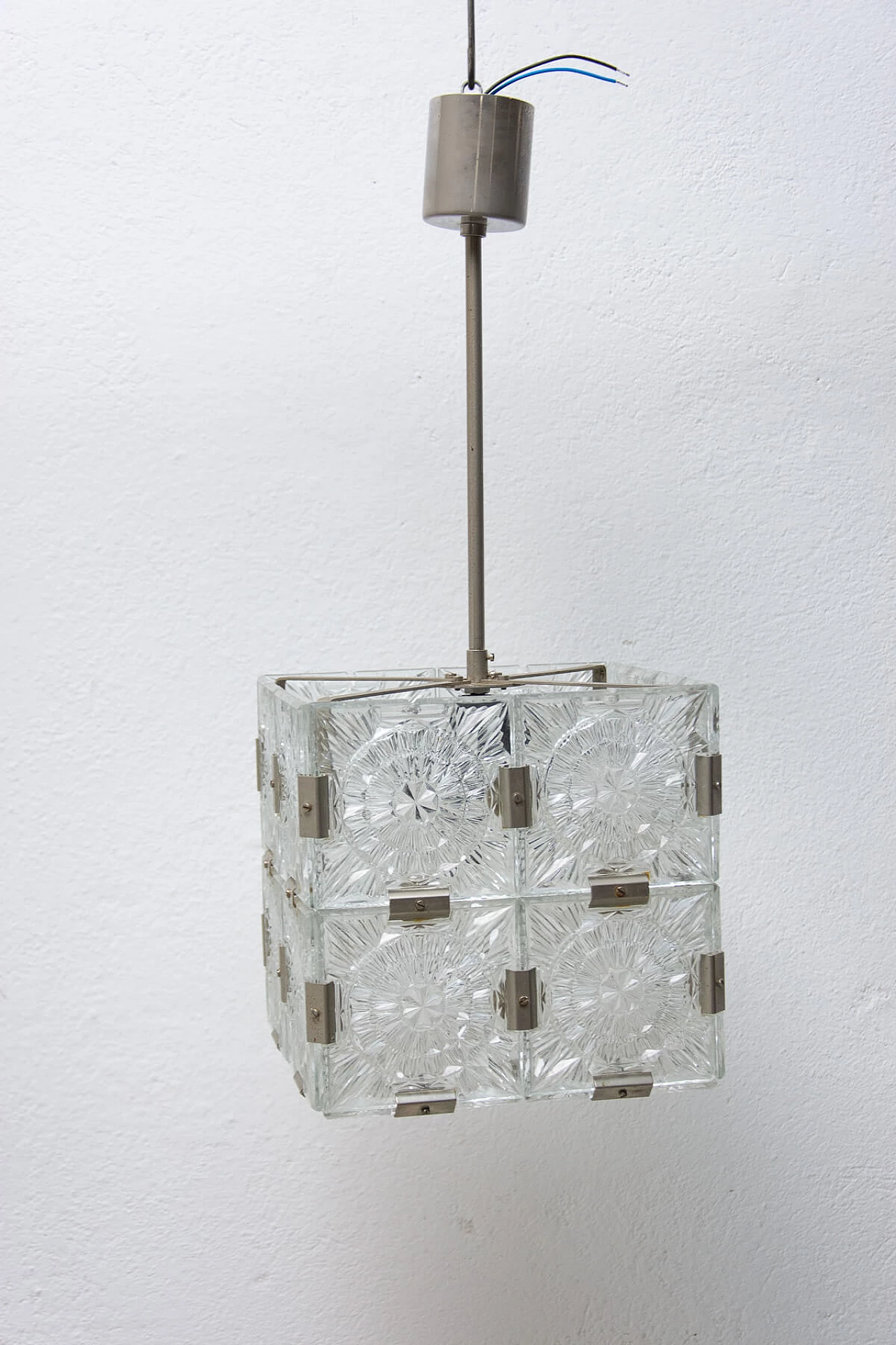 Glass ceiling chandelier by Kamenický Šenov, 1970s 1394482